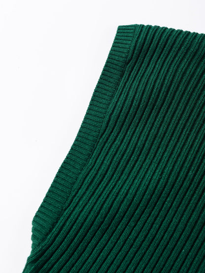 Jungle Green Plus Size Mock Neck Chest Pocket Short Sleeve Sweater