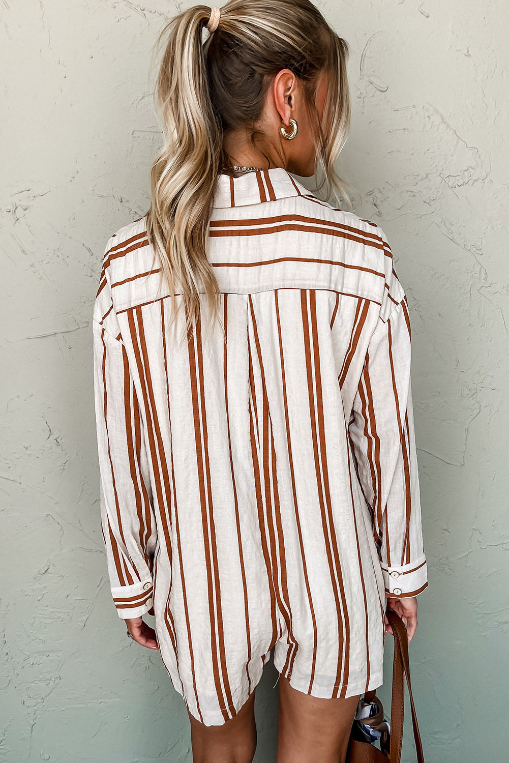Brown Stripe She_s A Dreamer Striped Romper