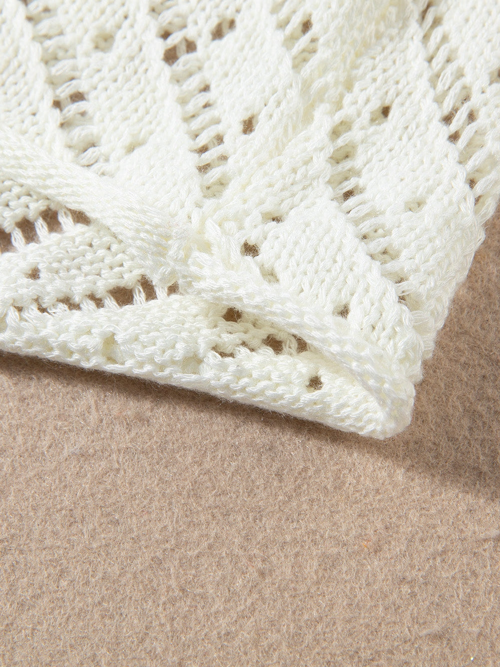 White Crochet Two-Piece Beach Dress with Drawstring Accents