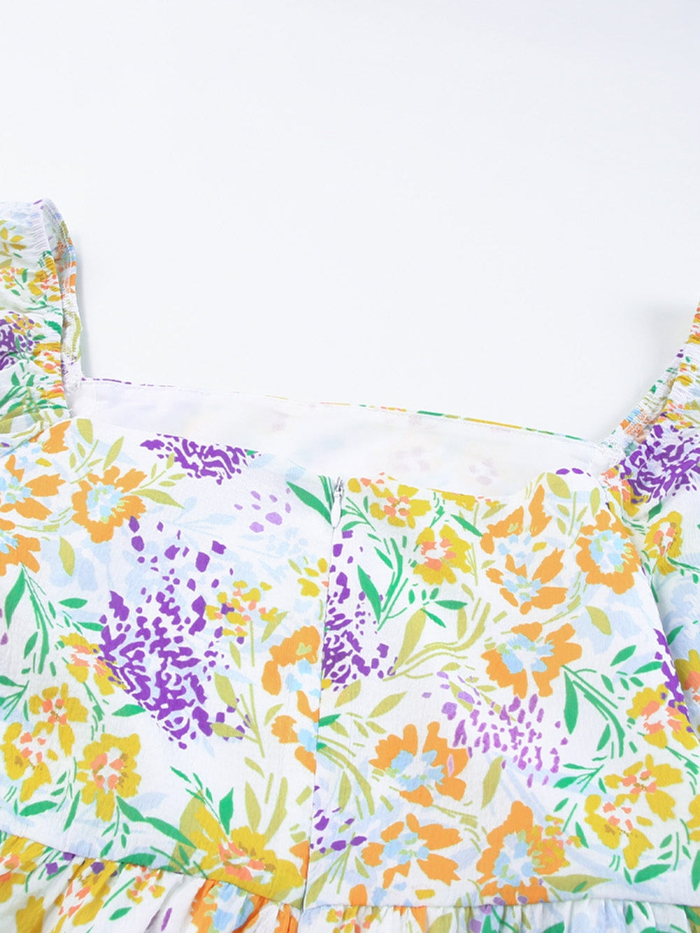 Floral Print Ruffle Sleeve Plus Size Mini Dress