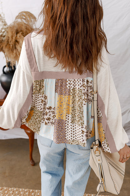patchwork long sleeve top