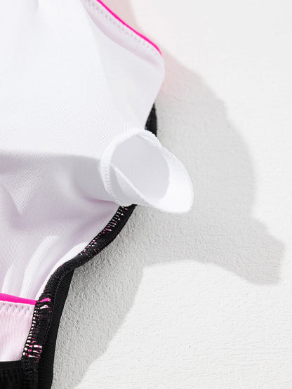 Flirty Rose Red Colorblock Cutout Monokini