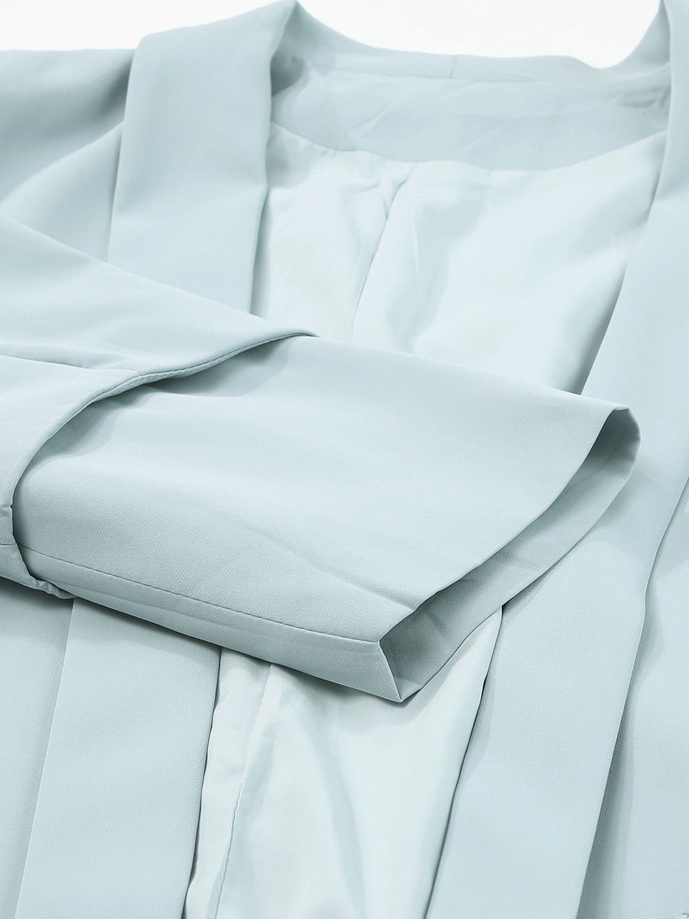 Sky Blue Plus Size Soft Lightweight Pocketed Lapel Blazer