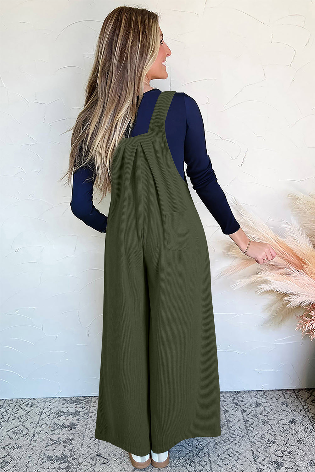 Four Leaf Clover Leopard Bib Wide Leg Jumpsuit