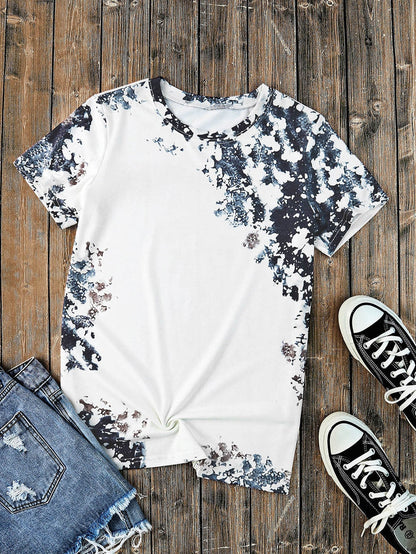 Gray Tie-Dye Bleached Western Shift Tee