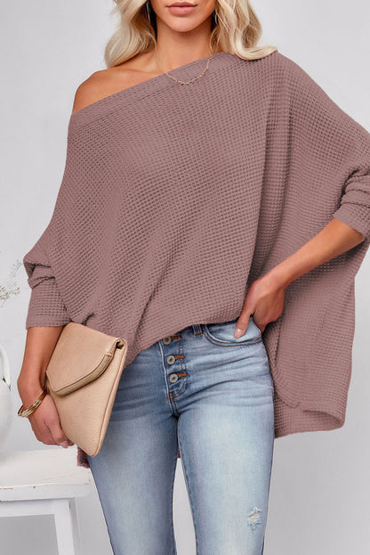 waffle knit blouse
