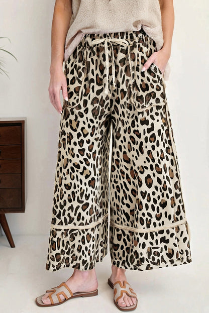 leopard wide leg pants