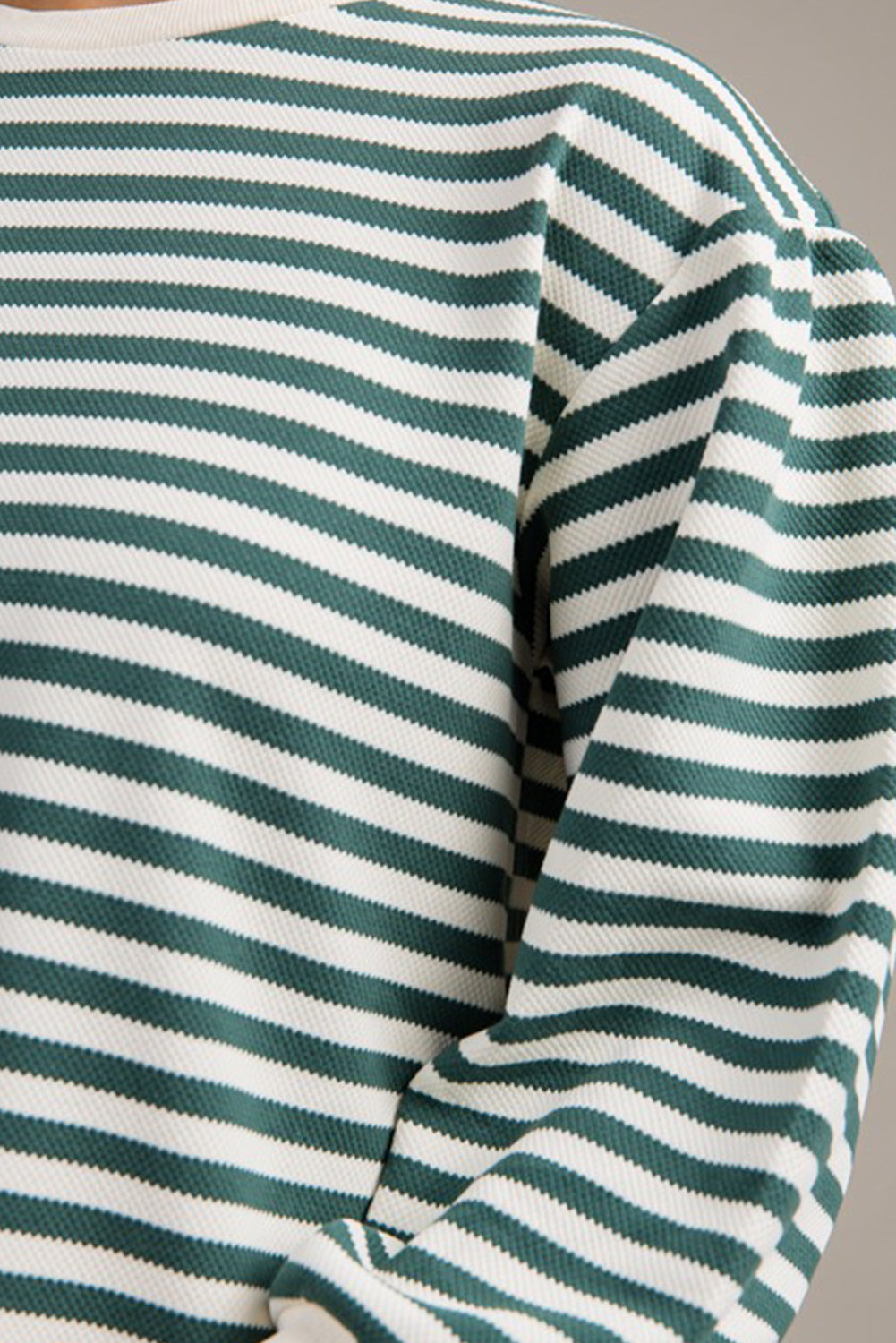 Green Stripe Puffy Bracelet Sleeve Shift Mini T Shirt Dress