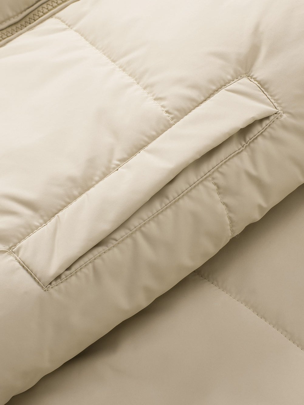 Apricot Quilted Puffer Jacket with Drawstring Hem