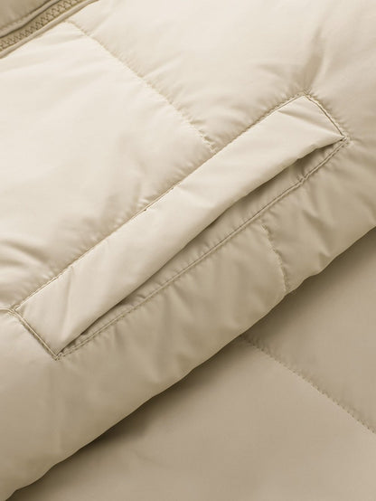 Apricot Quilted Puffer Jacket with Drawstring Hem