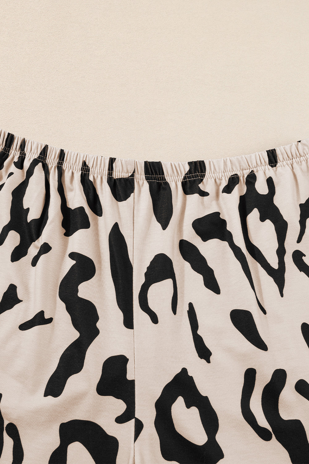 Taupe Leopard Print Plus Size Lounge Set with Tee and Shorts