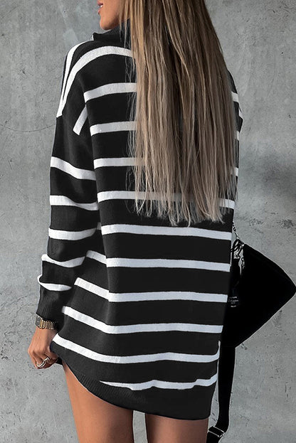 black striped sweater dress