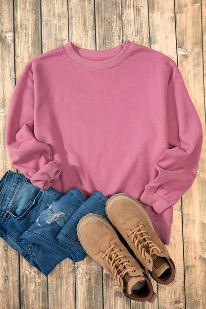Meadow Mauve Solid Fleece Lined Drop Shoulder Terry Sweatshirt
