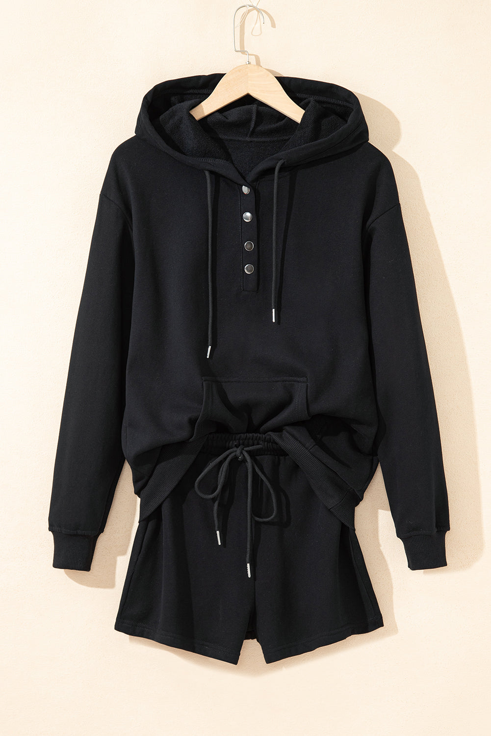 black hoodie short set