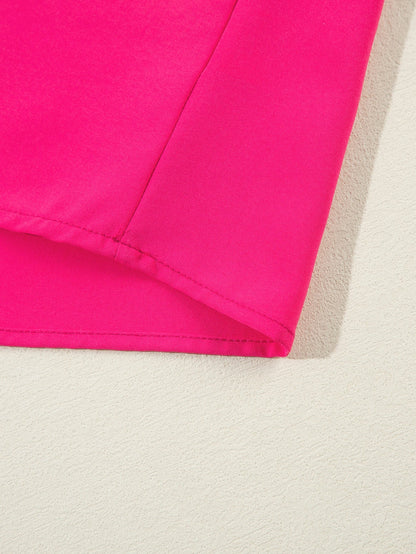 Rose Red Jeweled Puff Sleeve Plus Size Blouse