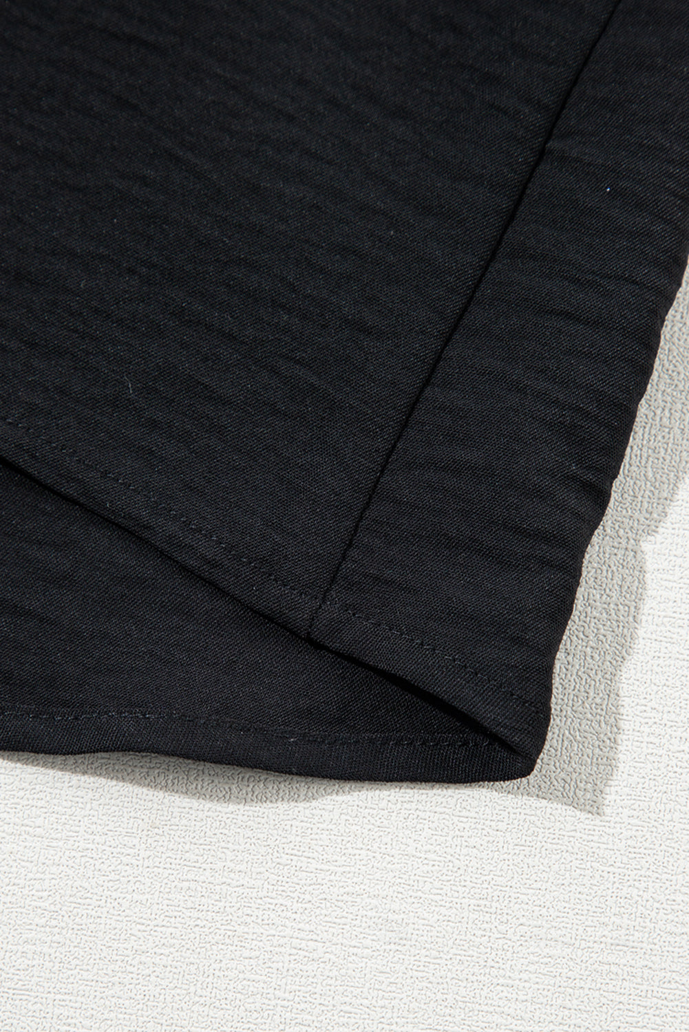 V-Neck Flutter Sleeve Black Textured Plus Size Blouse