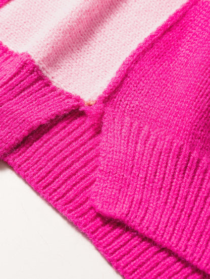 Fiery Red Mix Horizon Stripes Dolman Sleeve Pullover Sweater