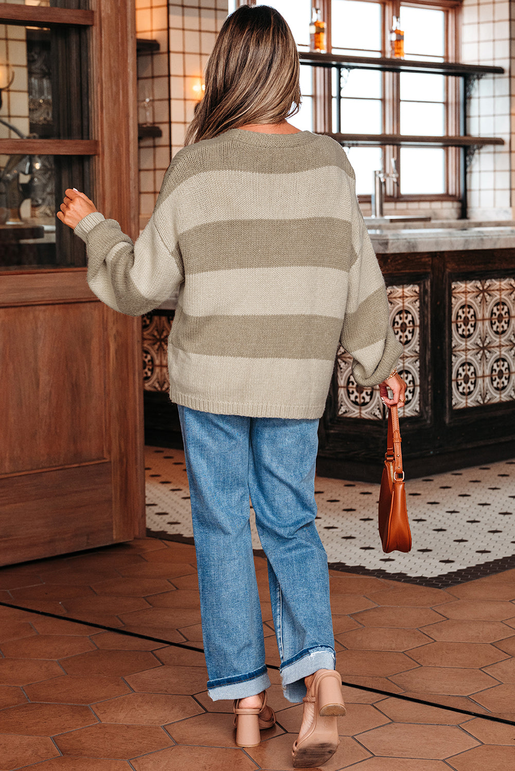 stripe knit sweater cardigan