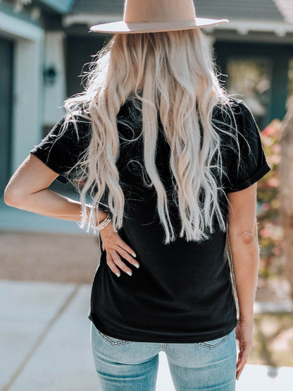 Floral Long Live The West Black Steer Head Graphic T-Shirt