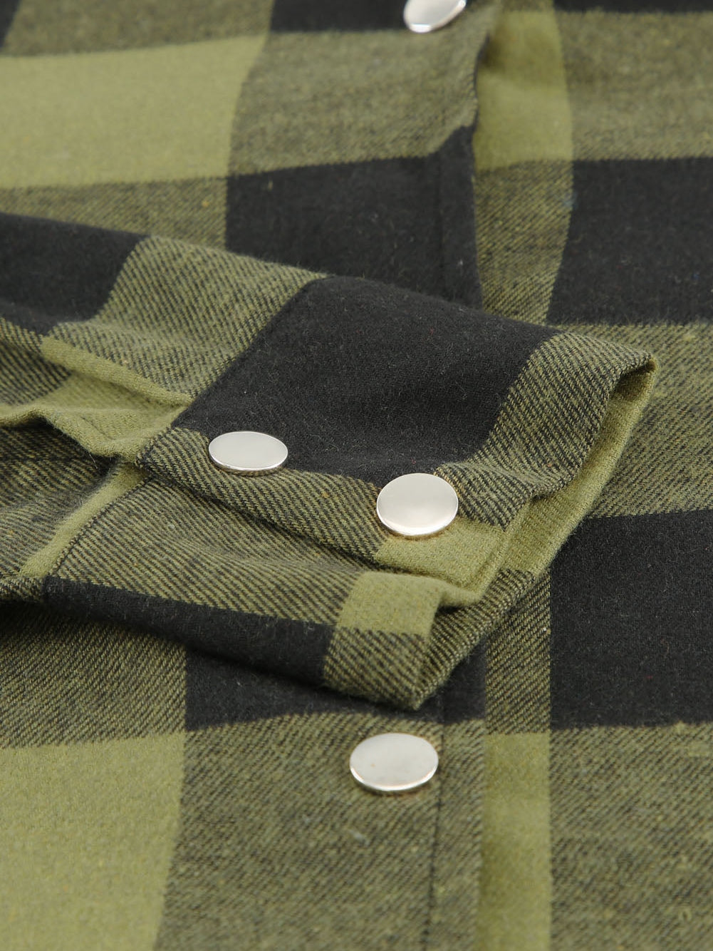 Green Plaid Button-Up Shirt Jacket