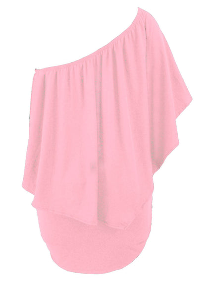 Layered Pink Plus Size Poncho Dress with Multiple Dressing Styles
