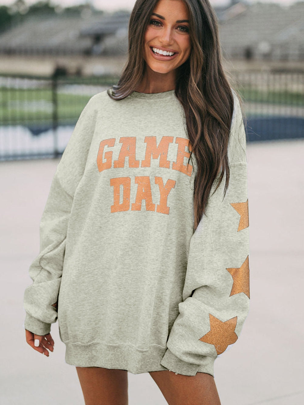 Game Day Sequin Grapefruit Orange Graphic Sweatshirt