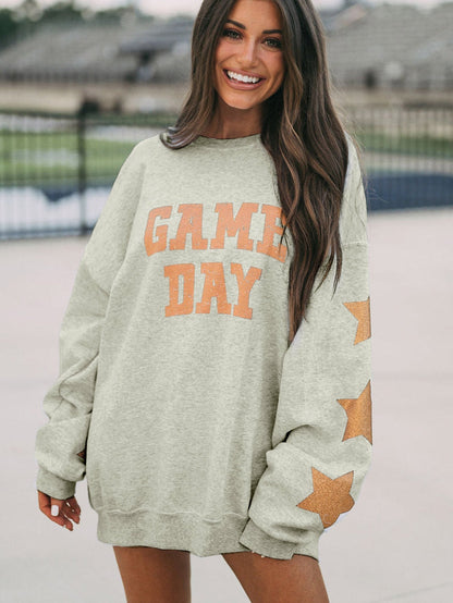 Game Day Sequin Grapefruit Orange Graphic Sweatshirt