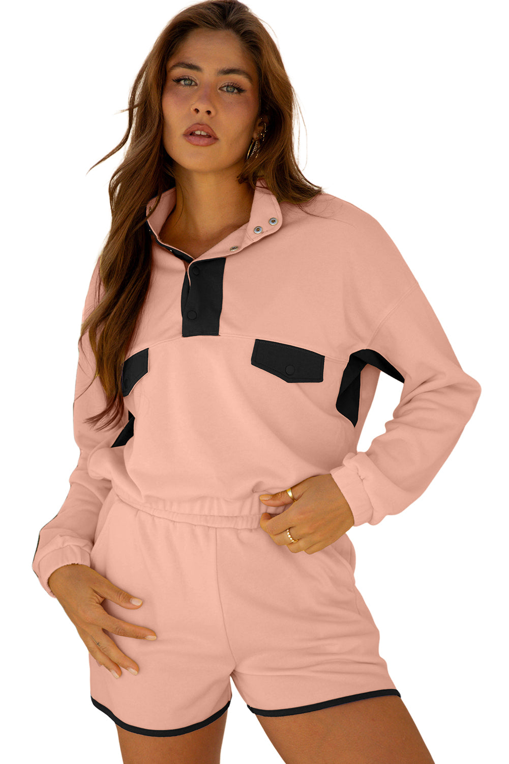 color block 2pcs short set