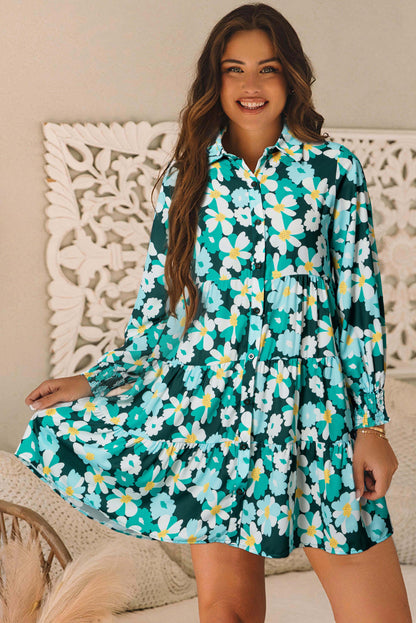 puff sleeve floral dress