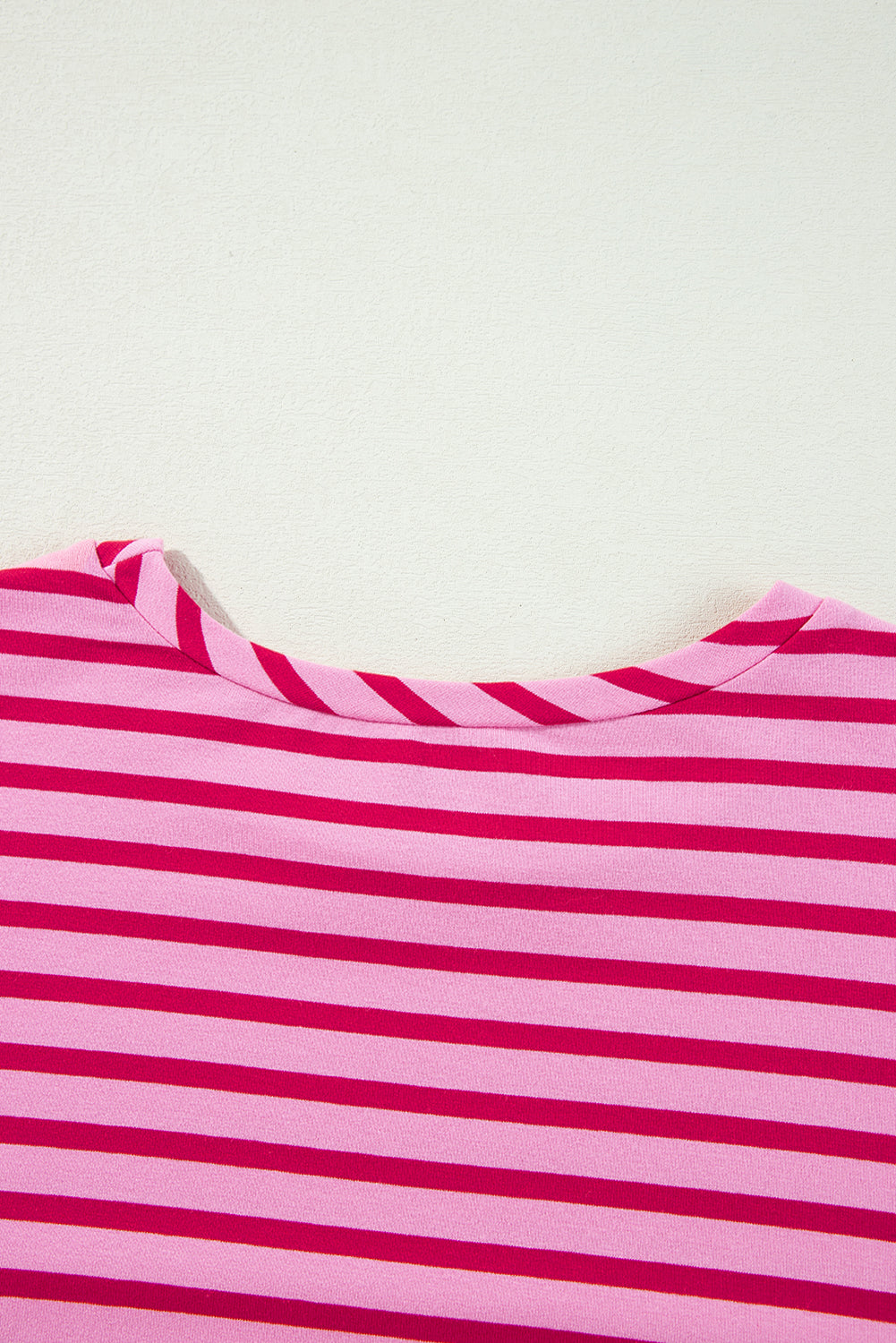Sachet Pink Striped Print Crew Neck Drop Shoulder Sweatshirt