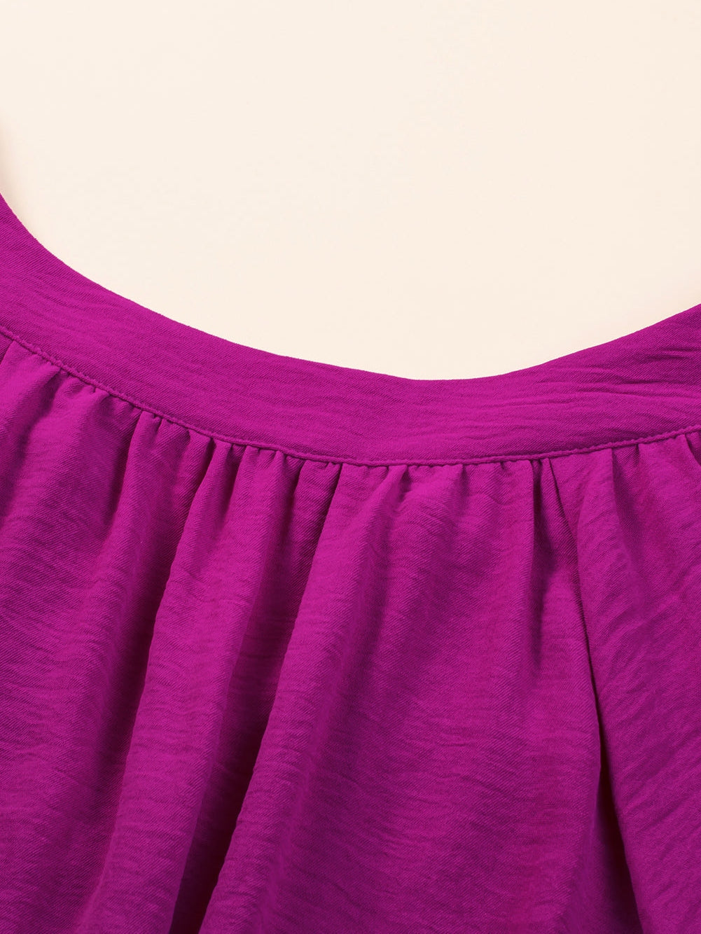 Rose Red Notched Neck Wide Sleeve Pleated Plus Size Dress