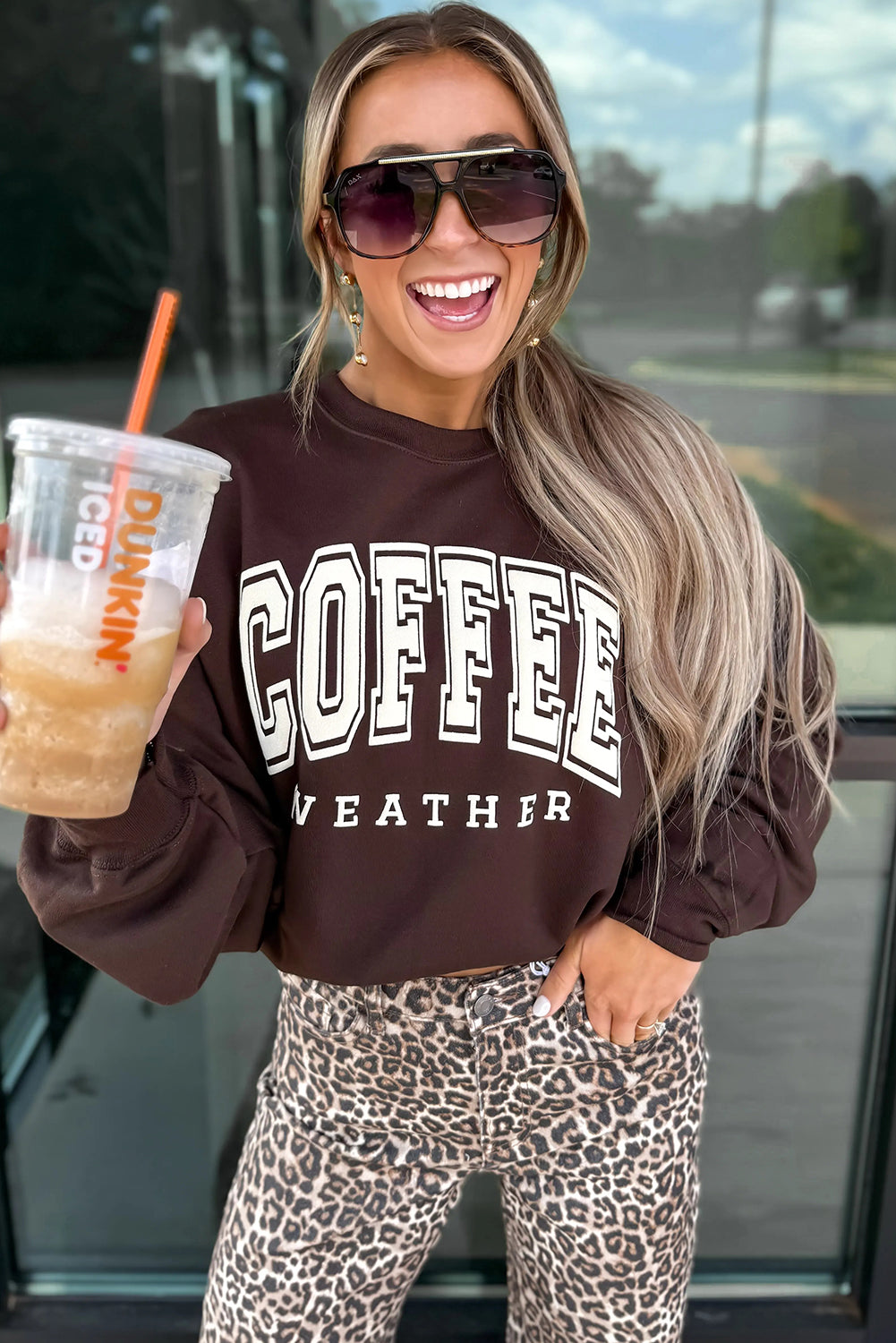 Chicory Coffee COFFEE WEATHER Womens Baggy Sweatshirt