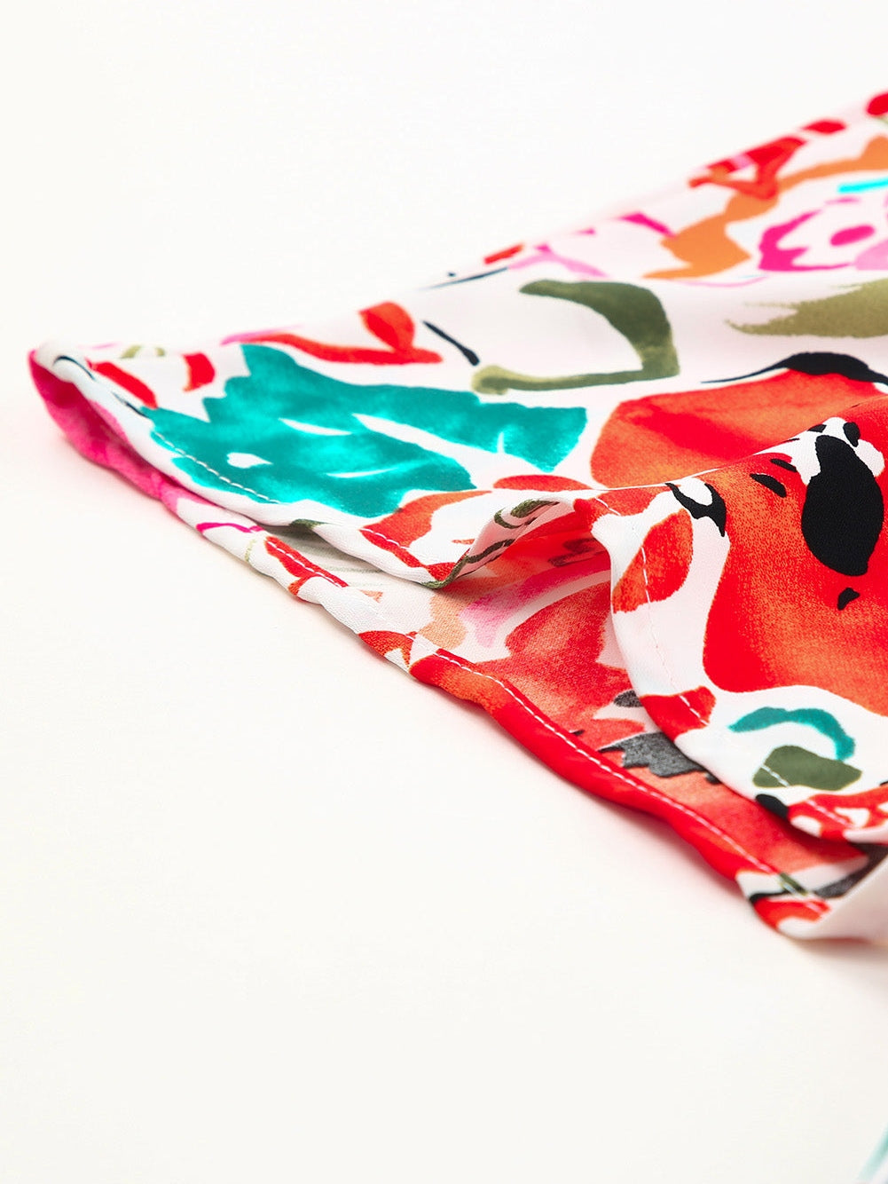 Floral Print Rose Kimono Sleeve Plus Size Blouse