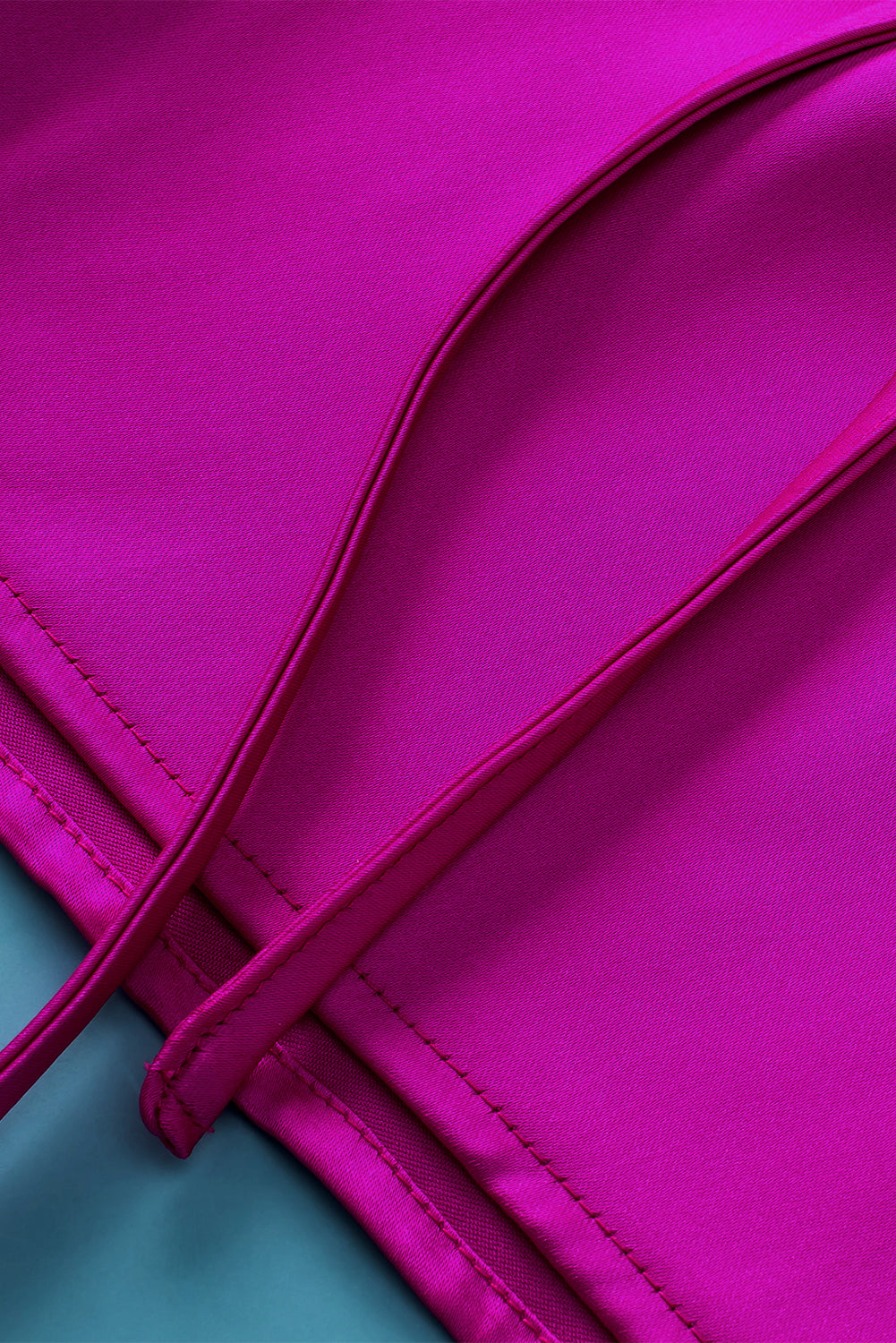 Elegant Bright Pink Satin Lounge Set with V-Neck Tee and Drawstring Shorts