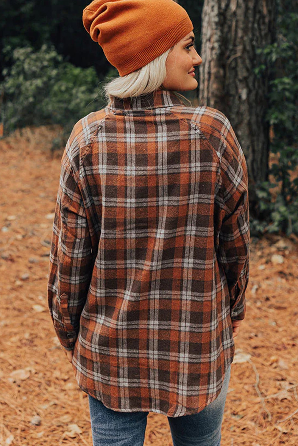 Brown Plaid Chest Pocket Western Casual Shirt
