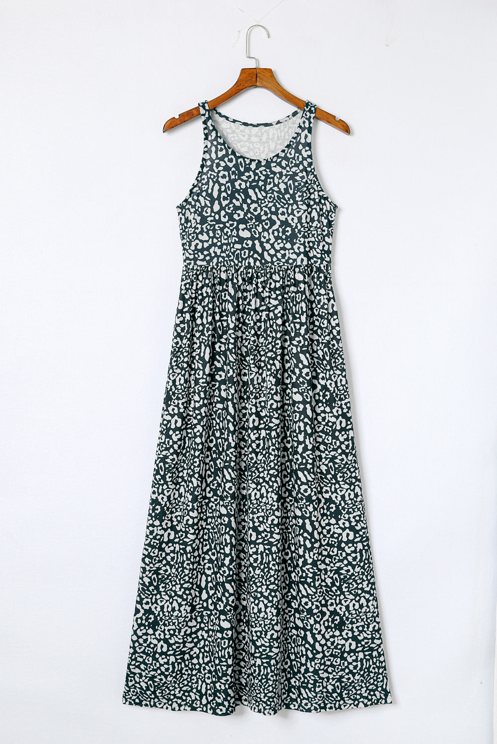 Printed Sleeveless Tie Waist Maxi Dress