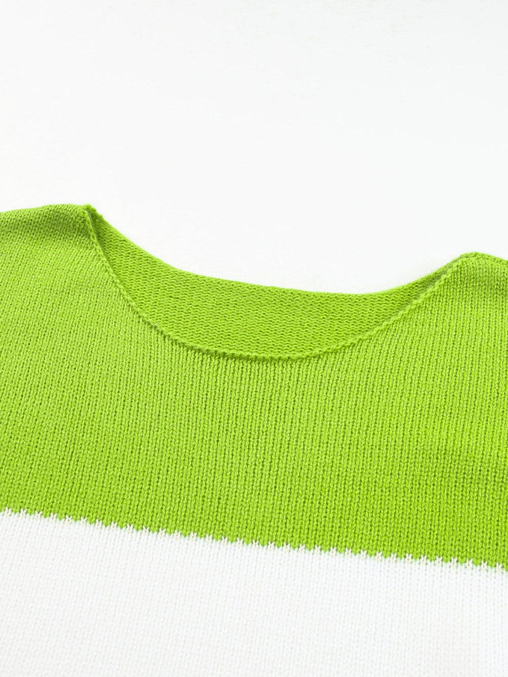Cozy Green Color Block Plus Size Knit Sweater