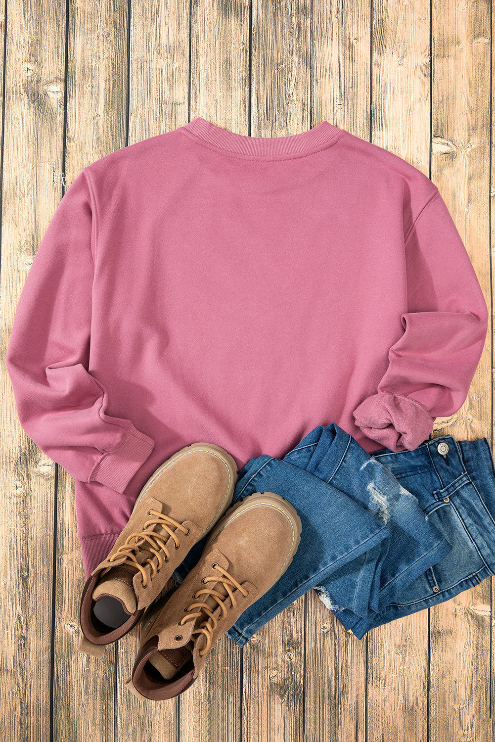 Meadow Mauve Solid Fleece Lined Drop Shoulder Terry Sweatshirt