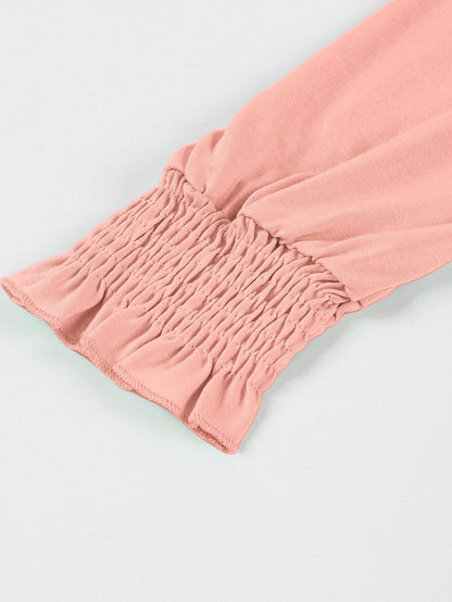 Pink Plus Size Square Neck Flounced Sleeve Top
