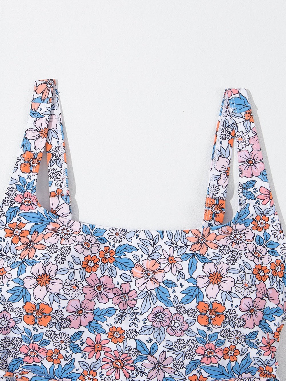 Elegant Pink Floral Drawstring Ruched Beach Swim Dress