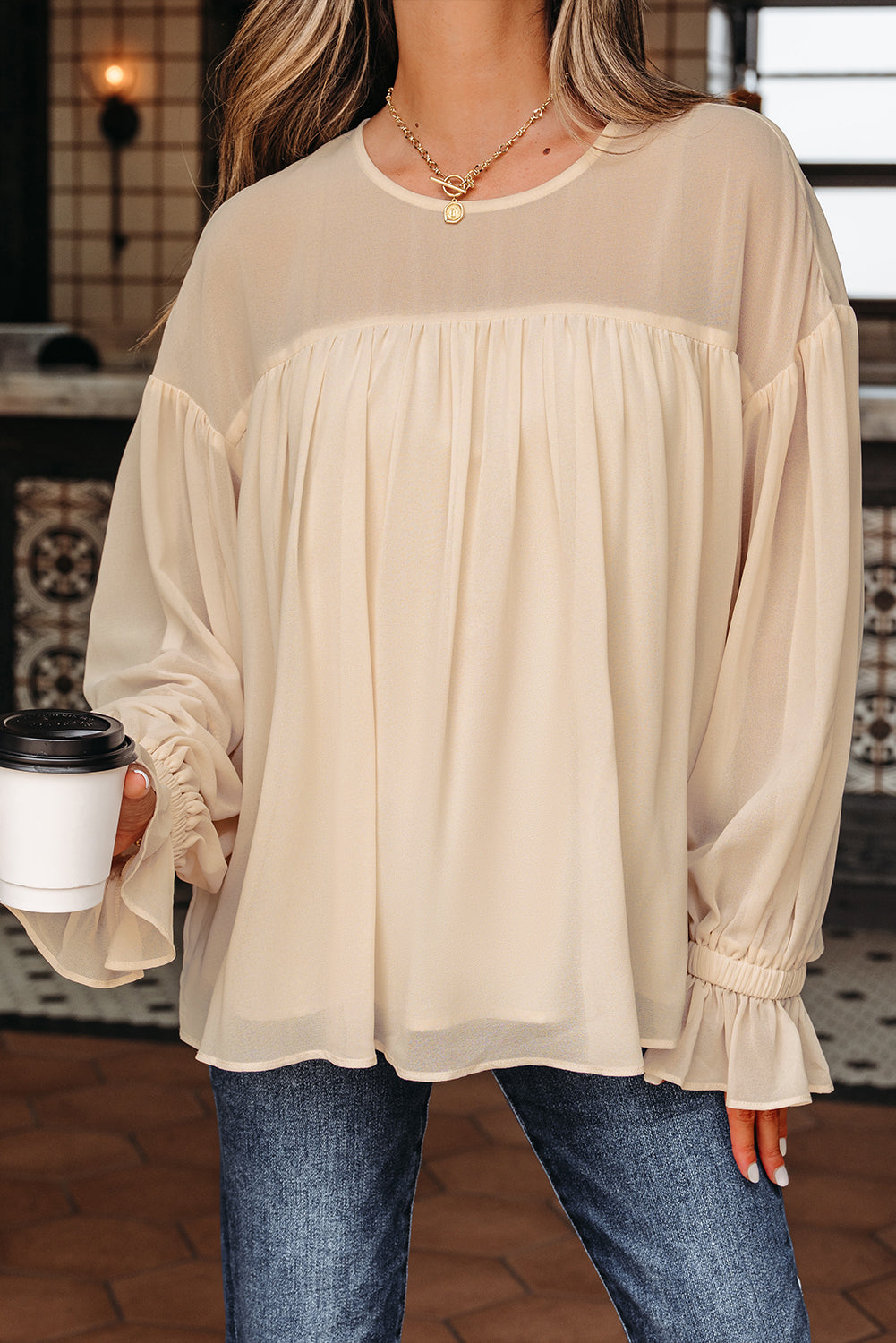 pleated chiffon blouse