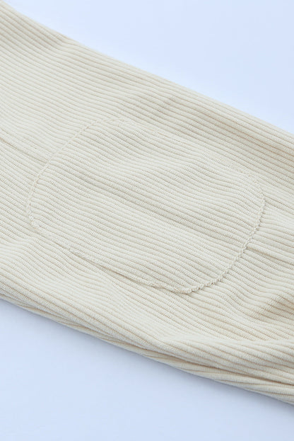 Apricot Corduroy Jacket with Leopard Print Details and Pockets