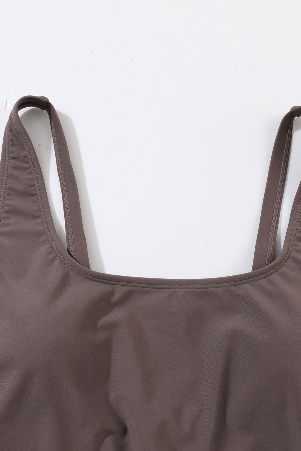 Coffee Brown Knotted Split Sheath Style Swim Dress