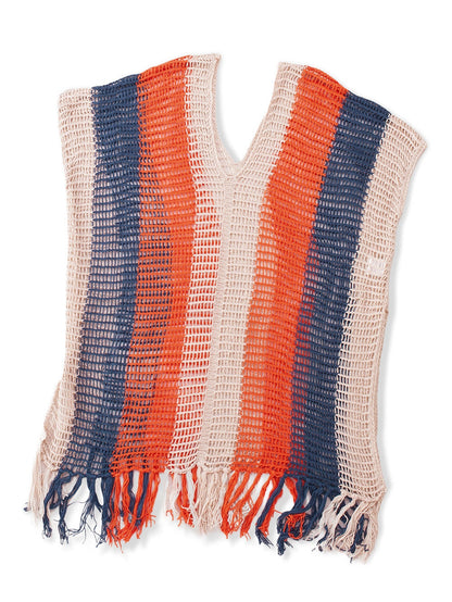 Beach Ready Striped Crochet Tassel Cover Up Dress