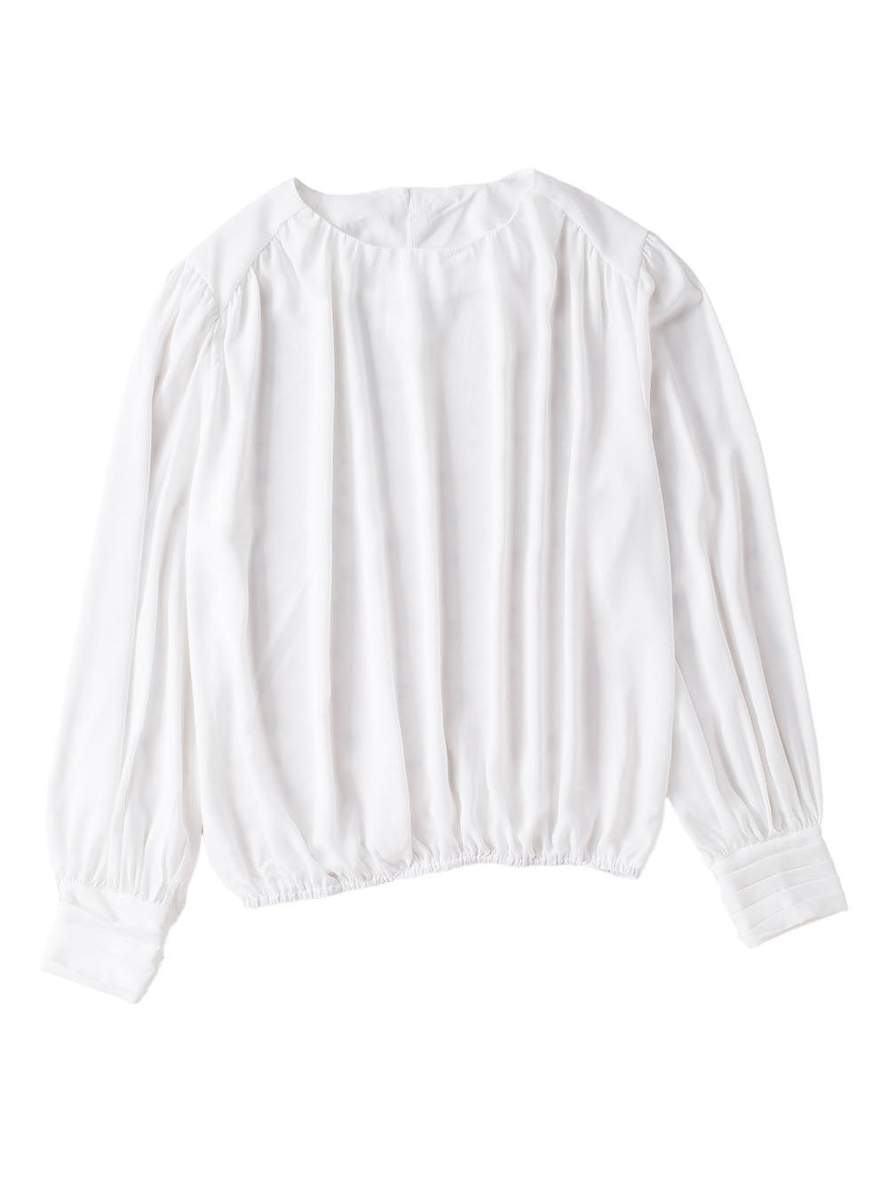 Elegant White Pleated Blouse with Puff Sleeves