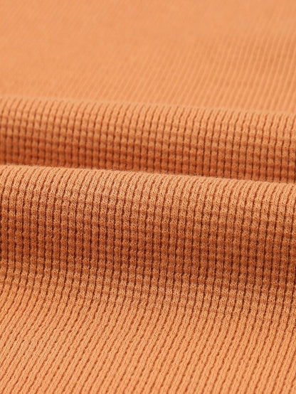 Elegant Black Waffle Knit Henley Top