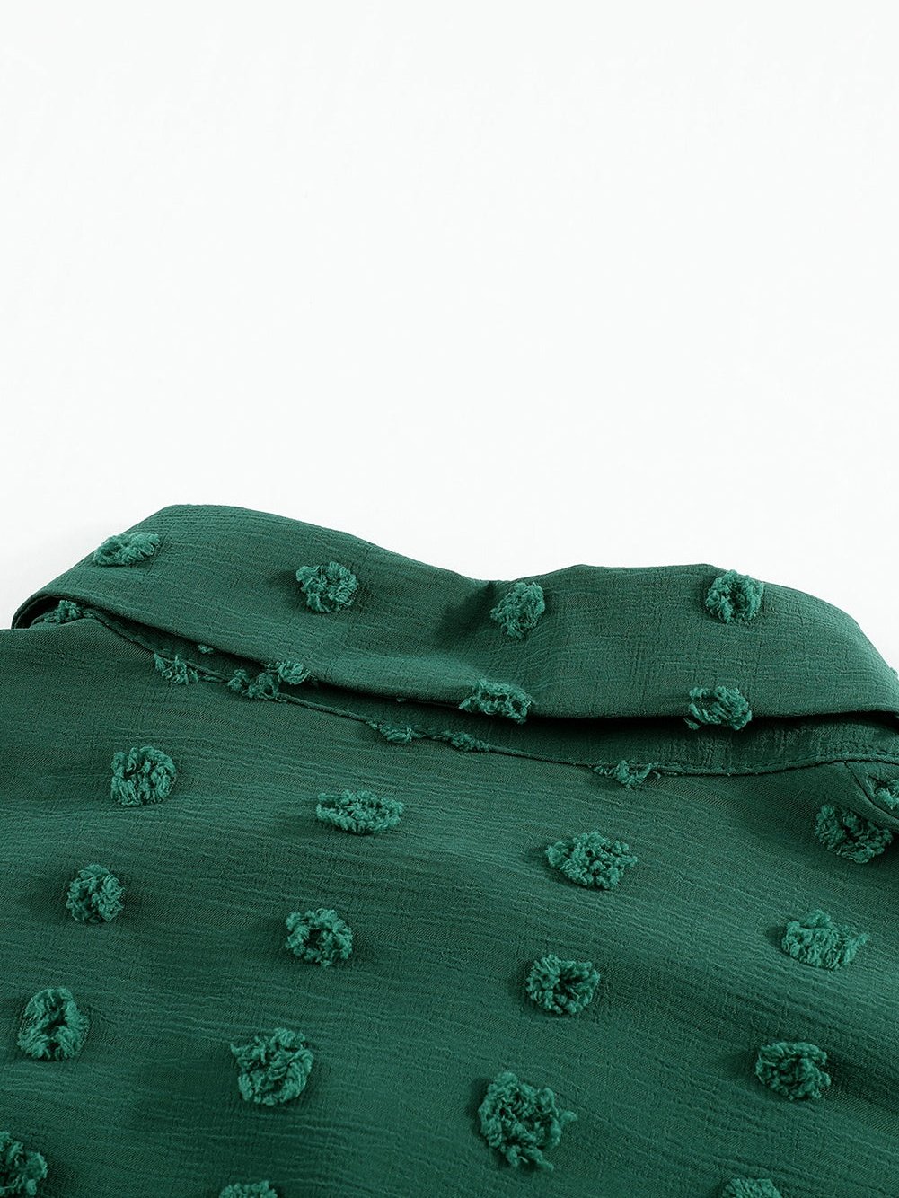 Green Fuzzy Polka Dot Shirt with Long Sleeves