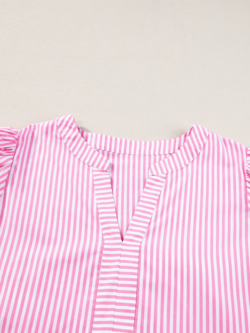 Pink Ricrac Stripe Block Puff Sleeve A-Line Shift Dress