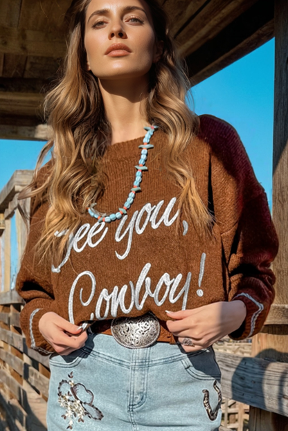 western graphic sweater