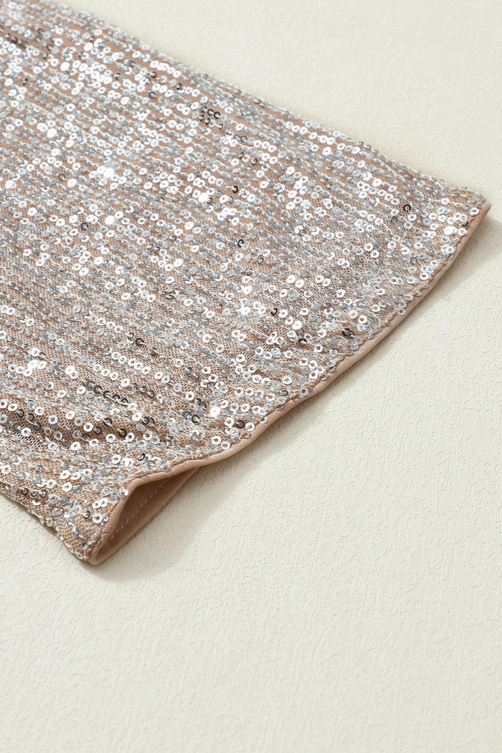 Apricot Sequin Embellished Open Front Kimono Duster